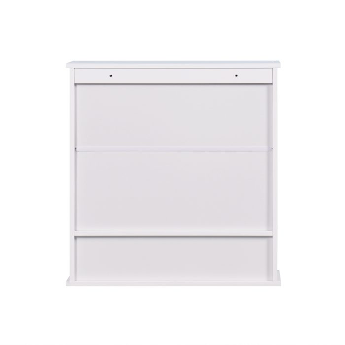 White Wall Mounted Bathroom Cabinet with 2 Mirror Doors and Adjustable Shelf