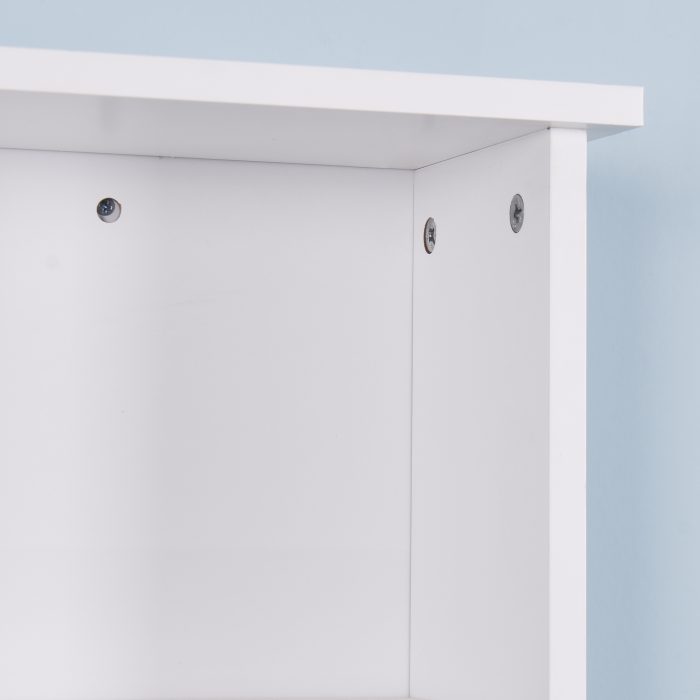 White Wall Mounted Bathroom Cabinet with 2 Mirror Doors and Adjustable Shelf