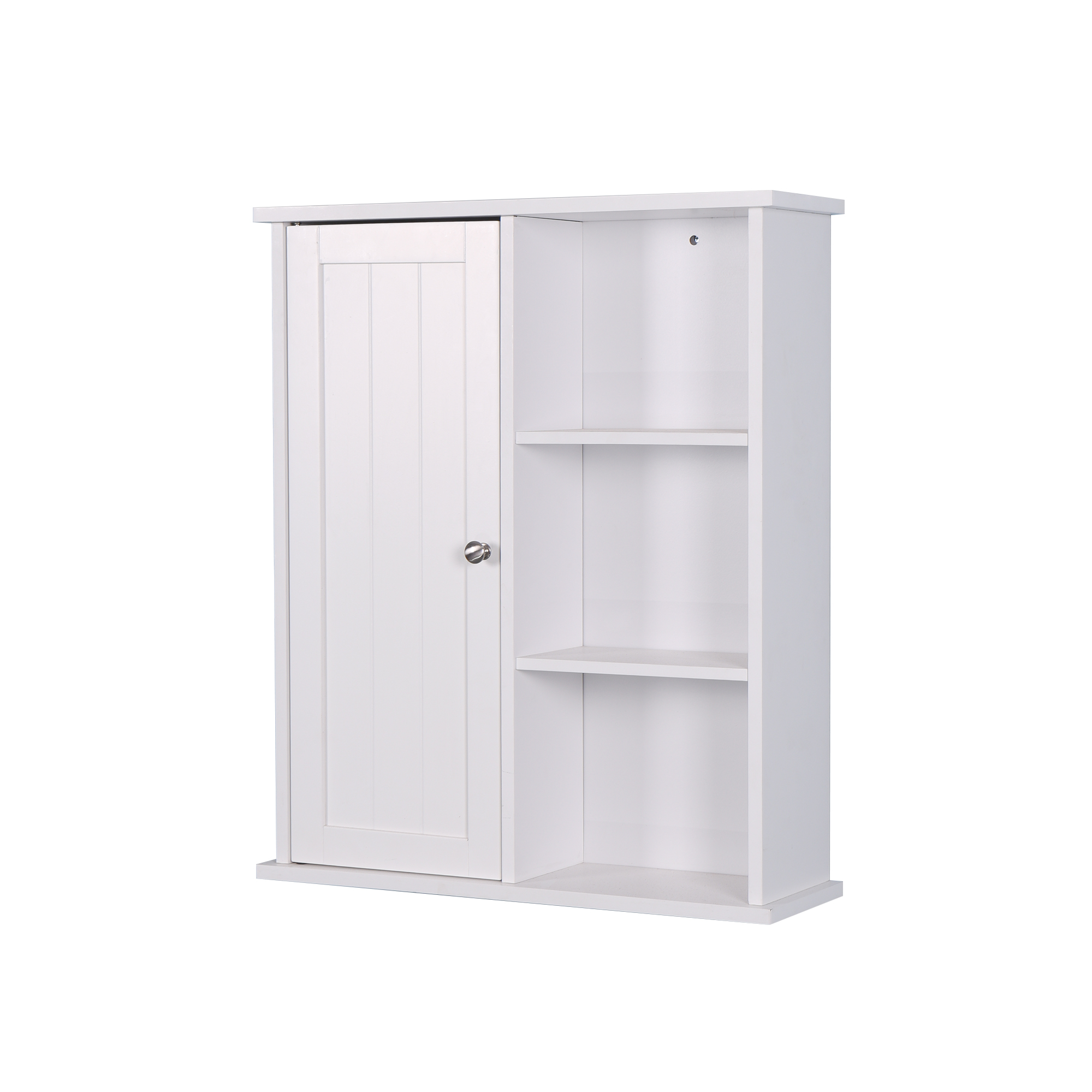 White Wall Mounted Bathroom Cabinet with 2 Mirror Doors and Adjustable Shelf