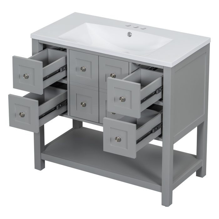 36'' Bathroom Vanity with Undermount Sink,Free Standing Vanity Set with 4 Drawers